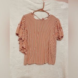 Coral Striped Blouse